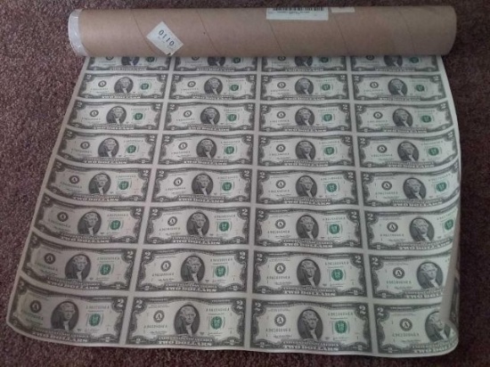 2003 SHEET OF 32 UNCUT $2. NOTES