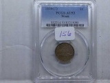 1858/7 FLYING EAGLE CENT PCGS AU53 WEAK