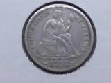 1874 W/ARROWS SEATED DIME XF