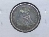 1873 SEATED DIME XF