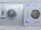 2-1881 3-CENT NICKELS