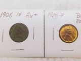 1905 INDIAN HEAD CENT & 1935 LINCOLN CENT