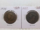 1834,37, LARGE CENTS