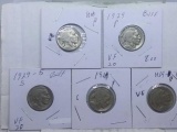 5-1929 BUFFALO NICKELS MIXED MINTS