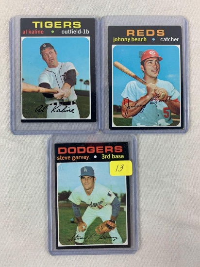 1971 Topps baseball lot: Garvey (Rookie), Bench Kaline