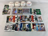 Ichiro, Nomo, Matsui + lot w/ 4 signed baseballs, special inserts, 25+ cards
