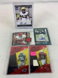 Football factory Relic lot of 5 w/ Larry Fitzgerald, jerseys & signatures