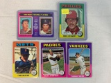 1975 Topps star lot of 5 w/ Mike Schmidt, Mantle, Munson, Winfield, Seaver