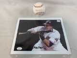 Michael Brantley signed baseball, (signed action photo, JSA)
