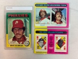 1975 Topps Baseball Mike Schmidt, Berra-Campanella MVP, Schmidt-Allen Leaders