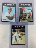 1971 Topps Baseball Steve Carlton (corner crease), Willie McCovey, Juan Marichal