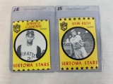 1977 Sertoma Stars Cards Puzzle Backs Roberto Clemente, Babe Ruth