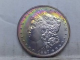 1887 MORGAN DOLLAR (COLORFUL TONING) BU