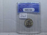 1945D JEFFERSON WAR NICKEL ANACS MS64