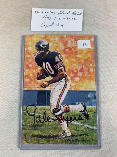 1992 Gale Sayers signed goal line art card