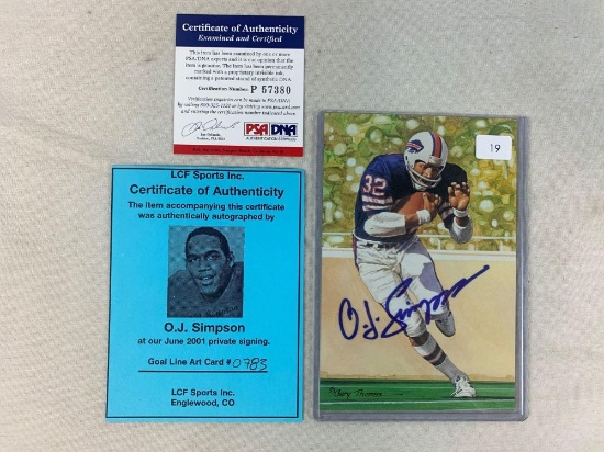 1994 O.J. Simpson signed & PSA certified goal line art card