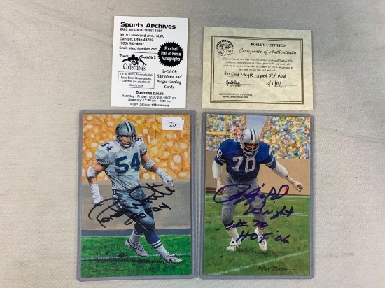 1994 Randy White & 2006 Rayfield Wright signed goal line art cards