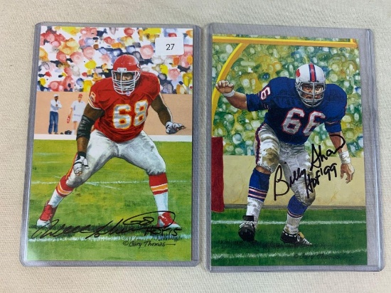 1999 Billy Shaw & 2015 Will Shields signed goal line art cards