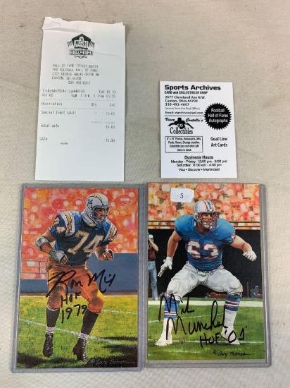 1992 Ron Mix & 2001 Mike Munchak signed goal line art cards