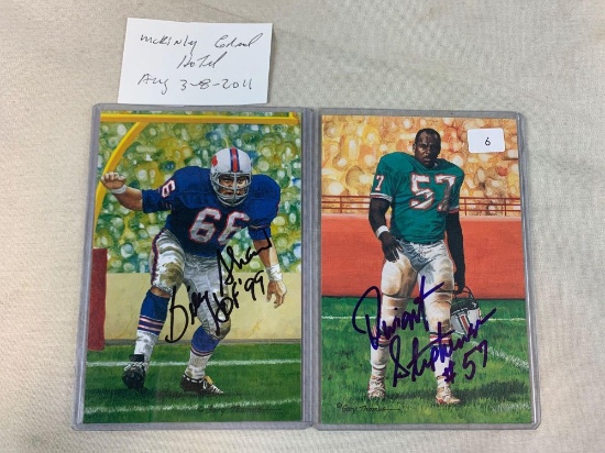 1999 Billy Shaw & 1998 Dwight Stephenson signed goal line art cards