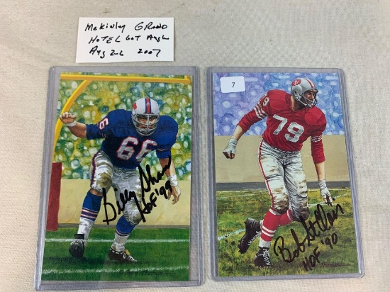 1993 Bob St. Clair & 1999 Billy Shaw signed goal line art cards