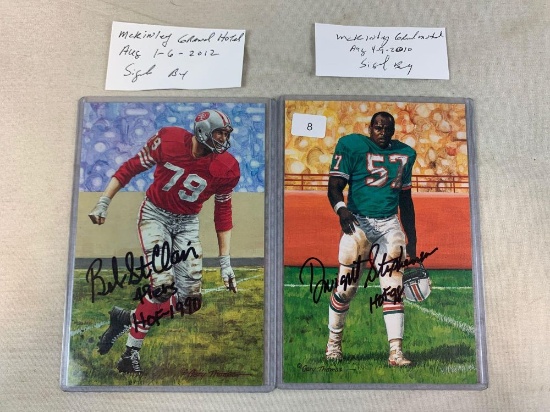 1993 Bob St. Clair & 1999 Dwight Stephenson signed goal line art cards