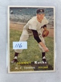 1957 Topps BB Johnny Kucks    EX/EX+  (Clean Card)