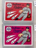 1971 Fleer 1920 World Series Indians vs Dodgers (2) w/ Color Variations
