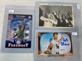 (3) Postcard Size HOF/Star Cards w/ Cal Abrams Autograph / Banks & Joe D.