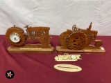 1950 Ford NAA Golden Jubilee tractor clock & 1941 Farmall wooden tractor