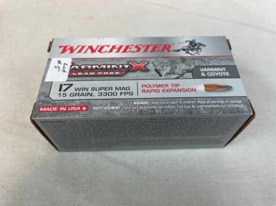 Full Box of 50 Winchester Varmint X17 Win Supermag Bullets