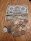 LOT OF WORLD COINS & CURRENCY SOME SILVER & SOME EARLY