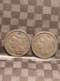 1865,1866 3-CENT NICKELS