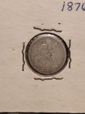 1876 SEATED DIME VG