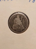 1887S SEATED DIME VG
