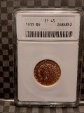 1911 $5. INDIAN HEAD GOLD PIECE ANACS EF45
