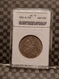 1854O SEATED HALF ANACS AU55