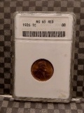 1926 LINCOLN CENT ANACS MS65 RED