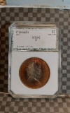 1965 CANADIAN SILVER DOLLAR IN PCI MS65 PL HOLDER