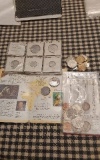 MISC LOT OF COINS & TOKENS INCLUDING 3 SETS RED GOOSE TRADE TOKENS