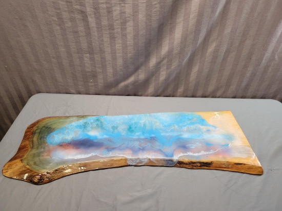 Live edge piece of wood with epoxy "art" approx 32 inches long