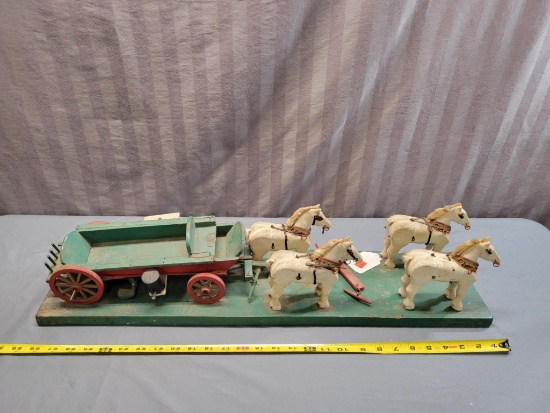 Folk Art Horse and carriage set, approx 29 inches long