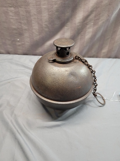 Antique Cast Iron oil torch with chain hanger