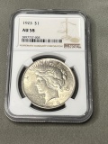 1923 Peace Dollar graded AU58 by NGC