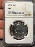 1961 Franklin Half Dollar, graded PF67 by NGC