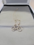 Sterling Silver Large Bicycle Pendant with attached necklace