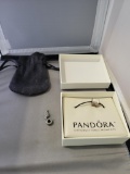 2- Unused Pandora Charms, one in box, one with drawstring bag