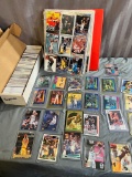 Basketball lot 450 cards in notebook and 25 toploaders, plus an 800 count box