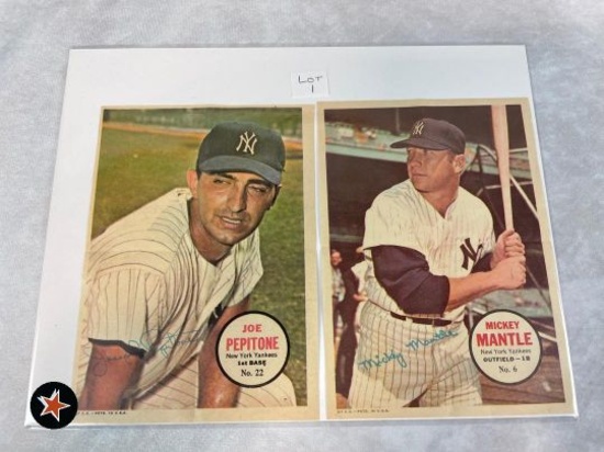1967 Topps BB Posters Mickey Mantle and Joe Pepitone
