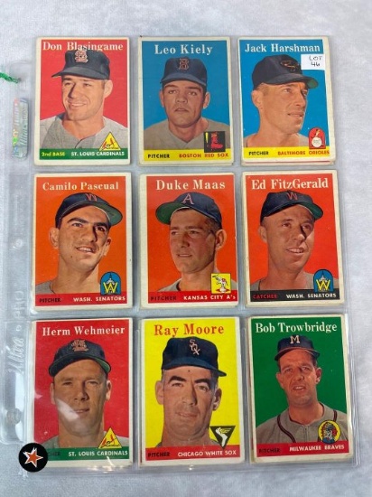 1958 Topps Baseball Lot